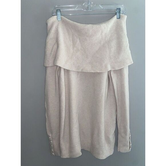 LOFT Sweater Womens Medium Pink Wool Blend Knit Cowl Neck Button Detail Cuff - Picture 9 of 15